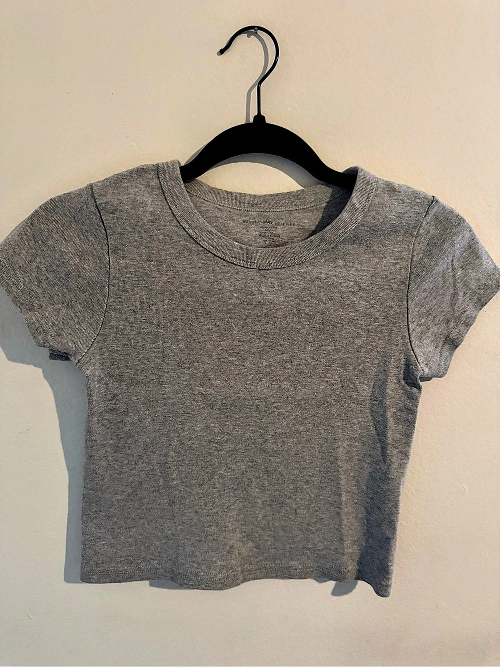 Brandy Melville Heather Grey Cropped Short Sleeve Tee